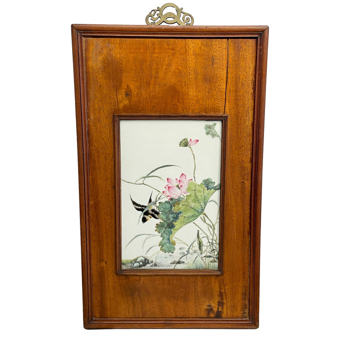 Antique Chinese Qing Set of Four Hand-Painted Porcelain Plaques "4 Seasons" 1890