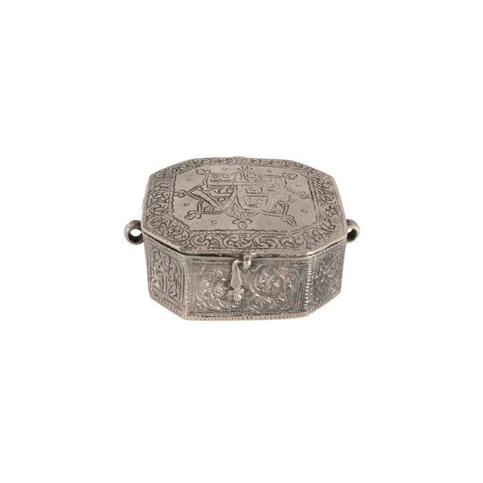 Antique Persian Arab Islamic Silver Engraved Calligraphy Quran Case Amulet 1820