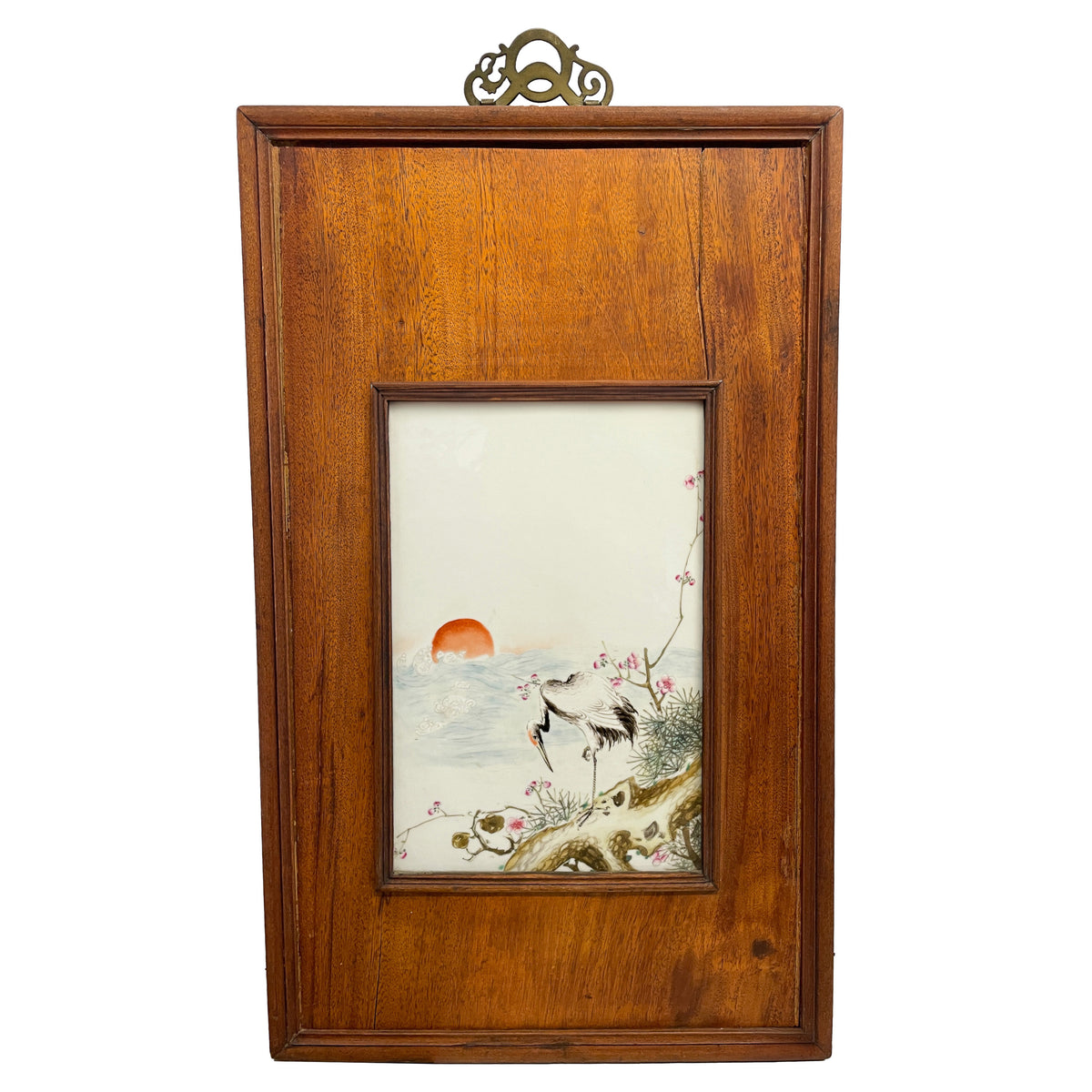 Antique Chinese Qing Set of Four Hand-Painted Porcelain Plaques "4 Seasons" 1890