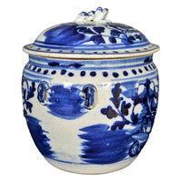 Antique Chinese Qing Dynasty Blue & White Lidded Bowl, Circa 1890