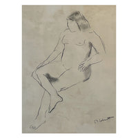 Original Signed & Dated Female Nude Drawing African American Expressionist by Robert Colescott, 1960