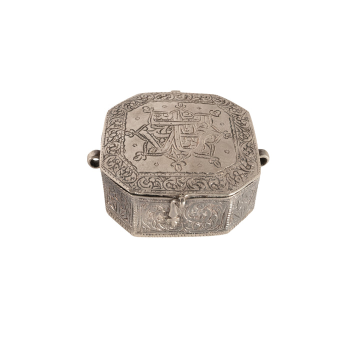 Antique Persian Arab Islamic Silver Engraved Calligraphy Quran Case Amulet 1820