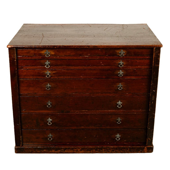 Antique Georgian Drawing Print Architect's Plan File 7 Drawer Chest Cabinet 1820