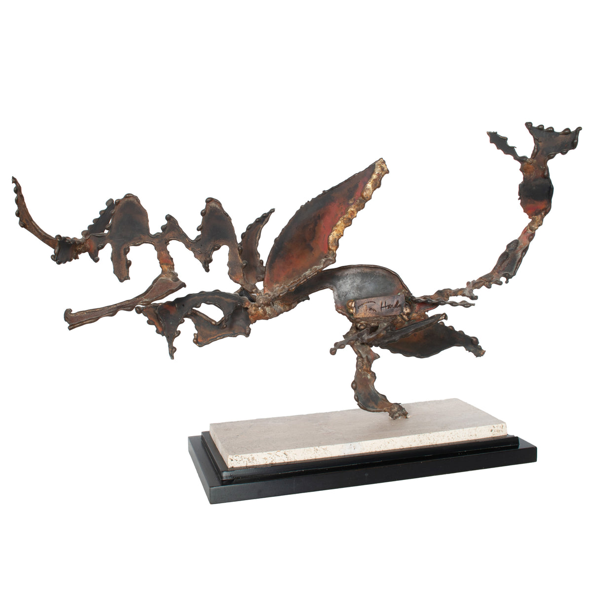 Oregon Pacific Northwest Artist Brutalist Bronze "Charging Animal" Sculpture by Tom Hardy 1985