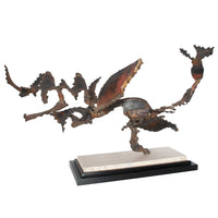Oregon Pacific Northwest Artist Brutalist Bronze "Charging Animal" Sculpture by Tom Hardy 1985