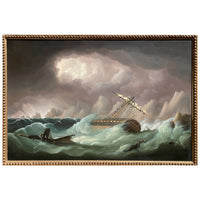 Antique Marine Naval Ships Oil Painting French Frigate After Battle of Trafalgar by Thomas Buttersworth, 1805