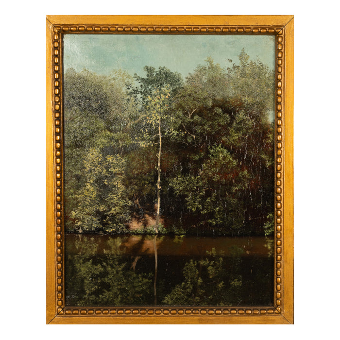 Antique New England Hudson River School Luminist Oil Painting Connecticut Nelson Augustus Moore 1878