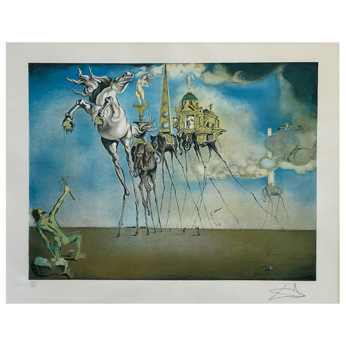 Original Chromolithograph "The Temptation of St. Anthony" by Salvador Dali, Signed with C.O.A #189, 1946