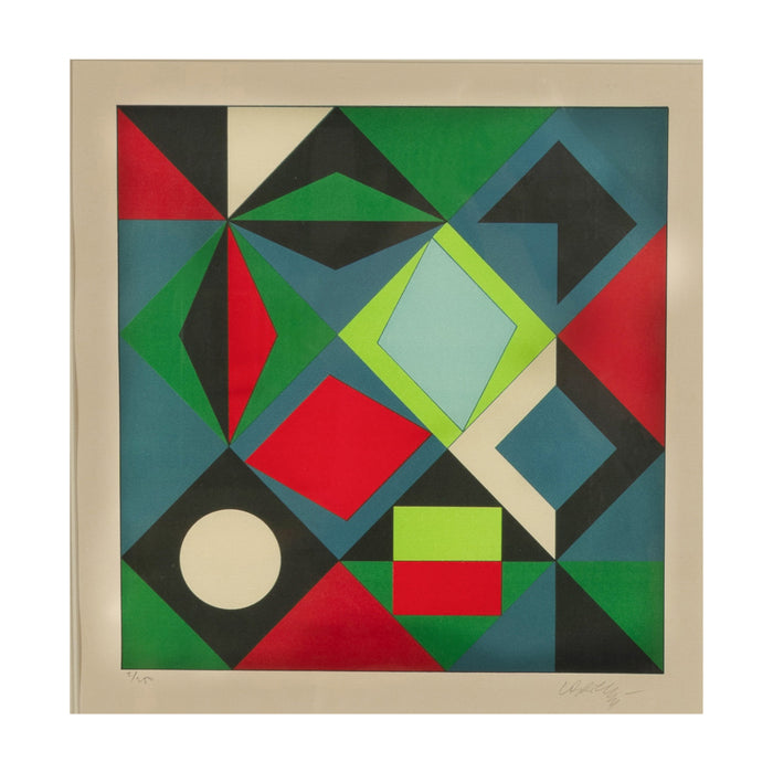 Original Op Art Abstract Color Screenprint "Planetary Folklore"  by Victor Vasarely 1968 Signed #2/250