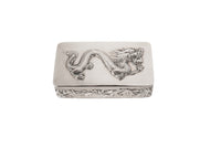 Antique Chinese Qing Dynasty Export Silver Gilt Dragon Snuff Box Wang Hing 1900