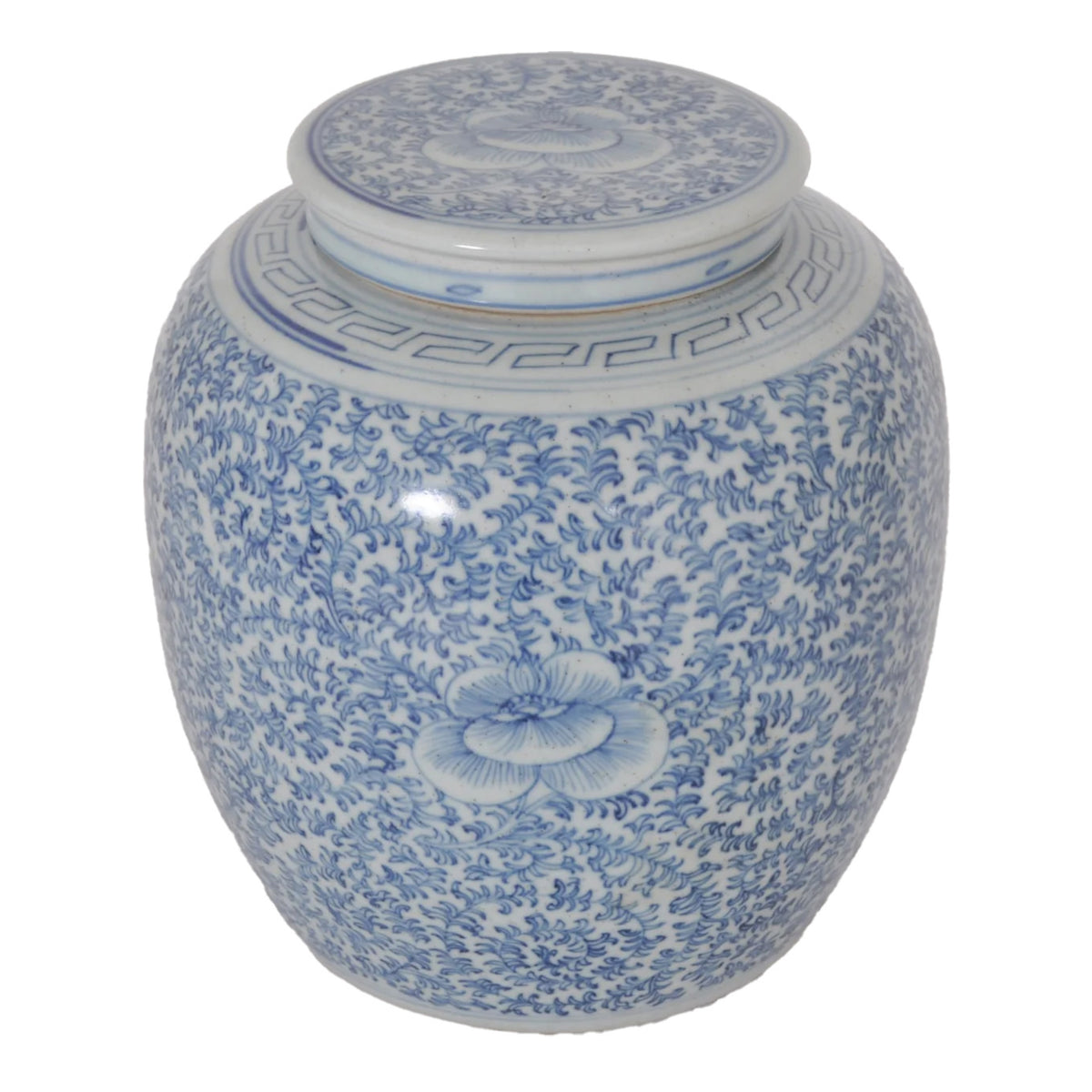 Antique Chinese Qing Dynasty Blue & White Porcelain Ginger Jar, Circa 1850