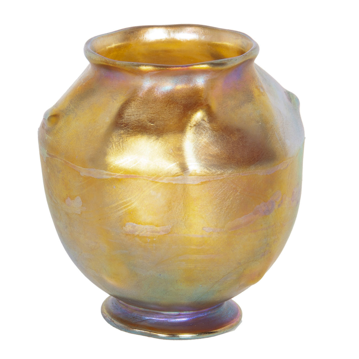 Antique Tiffany Art Nouveau Iridescent Gold Favrille Miniatue Art Glass Vase NY, Circa 1905