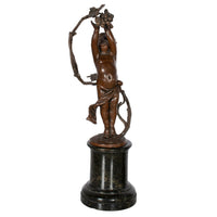 Antique Pair Napoleon III French Bronze Marble Putti Cherubs Wine Grape Bacchus Statues 1860