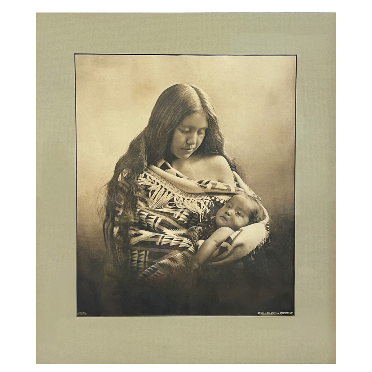 Antique Oregon's "Indian Madonna & Child" Native American Silver Gelatin Photo by Benjamin Gifford