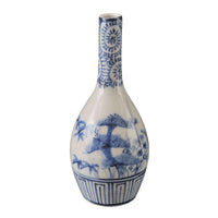 Antique Japanese Meiji Period Blue & White Bottle Shaped Vase, Circa 1890