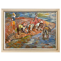 WPA Impressionist Figurative Landscape Oil Painting Panel "Ocho Rios" Jamaica by Isabella Howland 1940