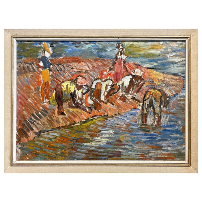 WPA Impressionist Figurative Landscape Oil Painting Panel "Ocho Rios" Jamaica by Isabella Howland 1940