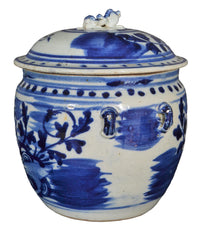 Antique Chinese Qing Dynasty Blue & White Lidded Bowl, Circa 1890
