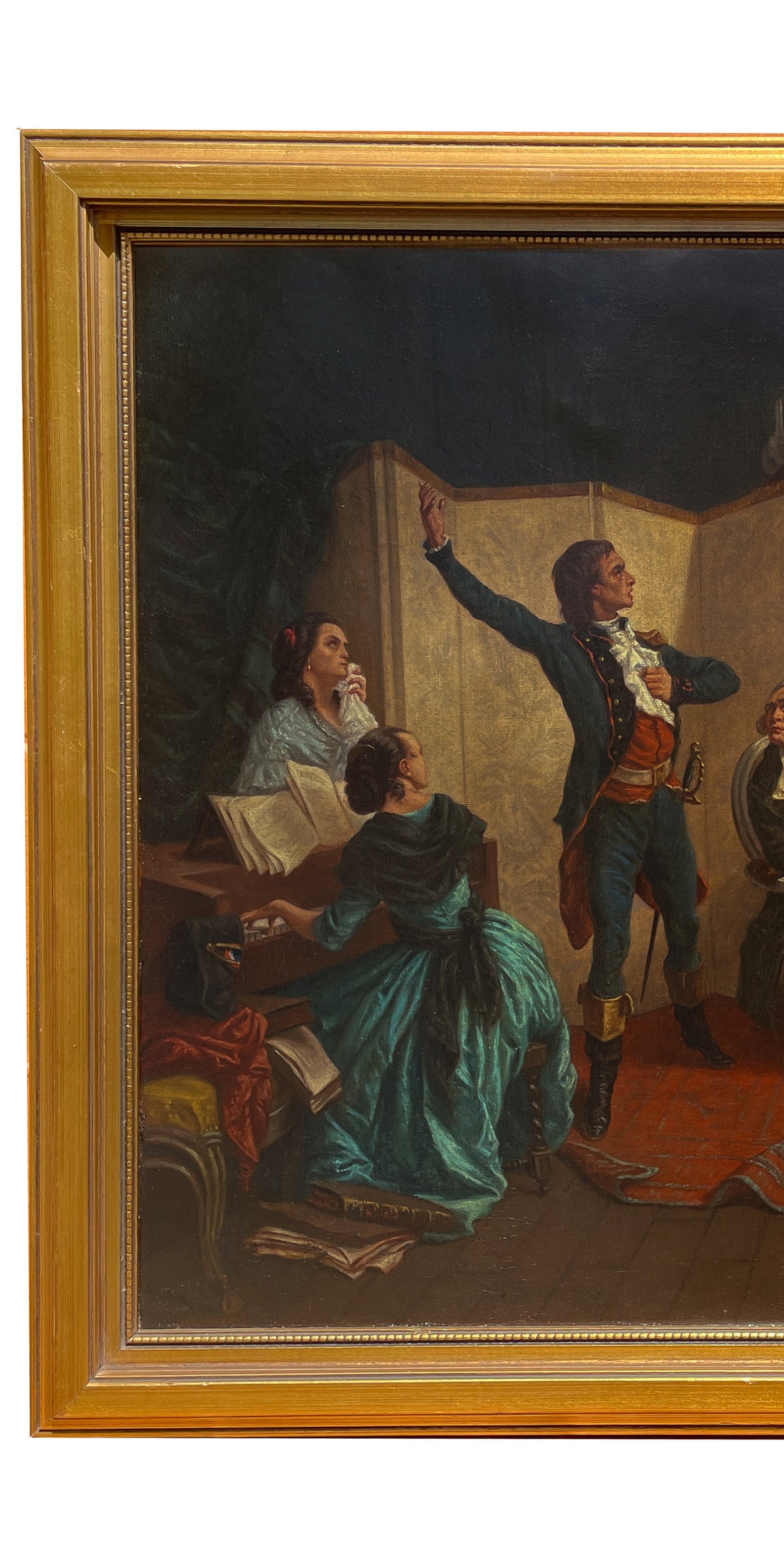 Antique French Oil Painting Claude Rouget de LiIsle Singing "La Marseillaise" by Isidore Alexandre Augustin Pils, Circa 1849