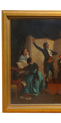 Antique French Oil Painting Claude Rouget de LiIsle Singing "La Marseillaise" by Isidore Alexandre Augustin Pils, Circa 1849