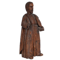 Large Antique French 17th Century Carved Walnut Saint Peter Santos Figure Statue
