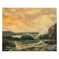 Antique American Marine Seascape Oil Painting Crashing Surf Atlantic Coast Maine Frederick Judd Waugh 1910