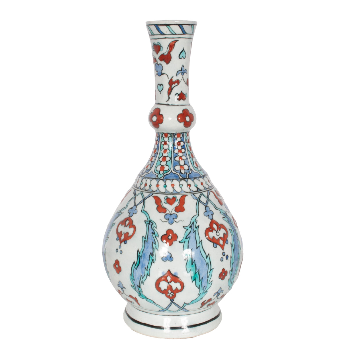 Antique 18th Century Ottoman Islamic Iznik Kutahya Pottery Bottle Vase Surahi