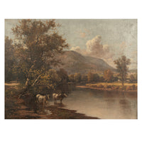 Antique American Hudson River School Oil Painting Cows Landscape Troy New York by Charles Grant Beauregard 1898