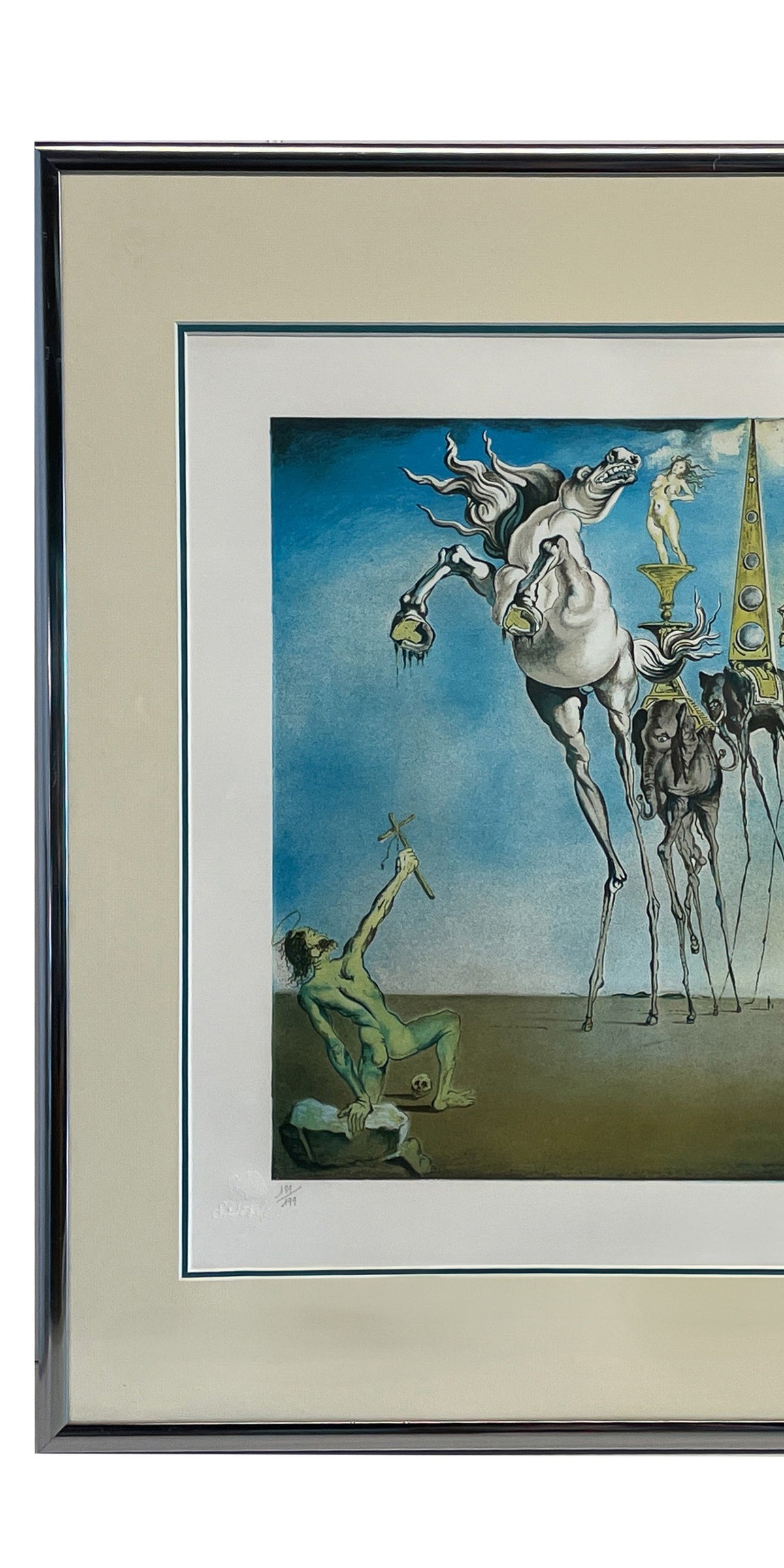 Original Chromolithograph "The Temptation of St. Anthony" by Salvador Dali, Signed with C.O.A #189, 1946