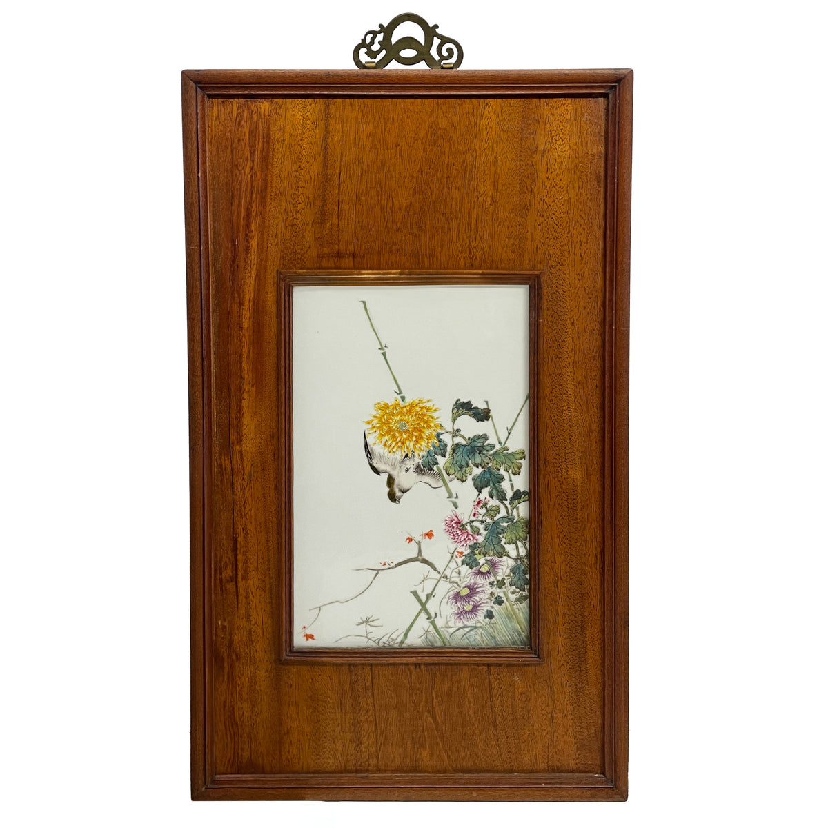 Antique Chinese Qing Set of Four Hand-Painted Porcelain Plaques "4 Seasons" 1890