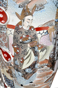 Pair of Monumental Antique Japanese Meiji Period Satsuma Pottery Vases & Stands Circa 1900