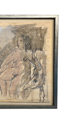 Two Female Nudes Expressionist Painting "Conversation"by African American Robert Colescott 1959 Smith Tower Gallery
