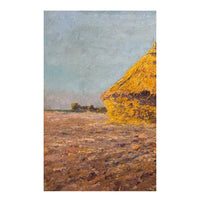 Antique French Post Impressionist Oil Painting Haystack Farm Pastoral Landscape by Max Bouvet 1890