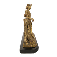 Antique French Gilt Bronze Statue Medieval King Louis VII Knight Templar 1880