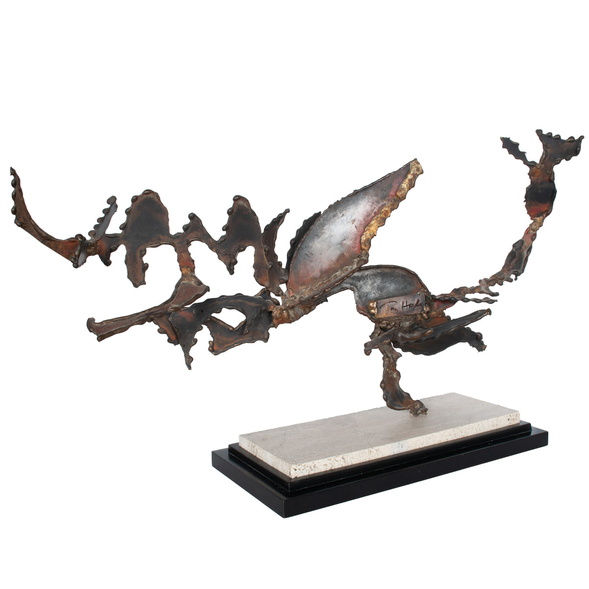 Oregon Pacific Northwest Artist Brutalist Bronze "Charging Animal" Sculpture by Tom Hardy 1985