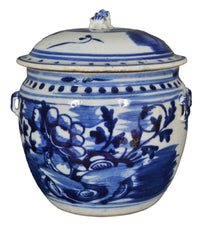 Antique Chinese Qing Dynasty Blue & White Lidded Bowl, Circa 1890