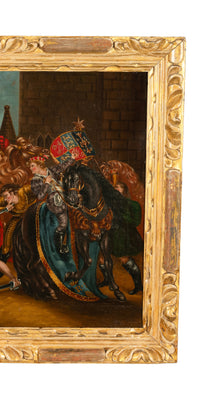 Antique 18th Century French Oil Painting on Canvas Joan Of Arc Battle Scene "Seige of Orleans" 1780