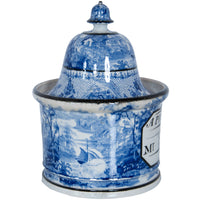Antique Blue & White Pearlware Pottery Humidor "A Present for Mr. Capes 1834"