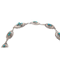 Vintage Native American Navajo Sterling Silver & Blue Turquoise Concho Belt 1950