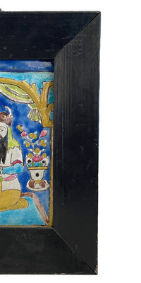 Antique 18th Century Persian Islamic Safavid Cuerda Seca Pottery Tile Rostam Circa 1700