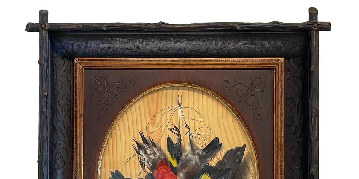 Pair Italian Still Life Trompe-l'œil Oil Paintings Dead Birds Firenze Italy by Michelangelo Meucci, 1873