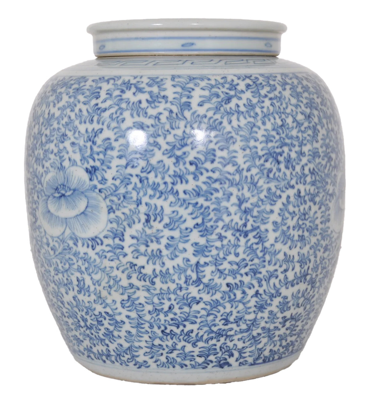 Antique Chinese Qing Dynasty Blue & White Porcelain Ginger Jar, Circa 1850