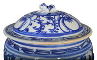 Antique Chinese Qing Dynasty Blue & White Lidded Bowl, Circa 1890