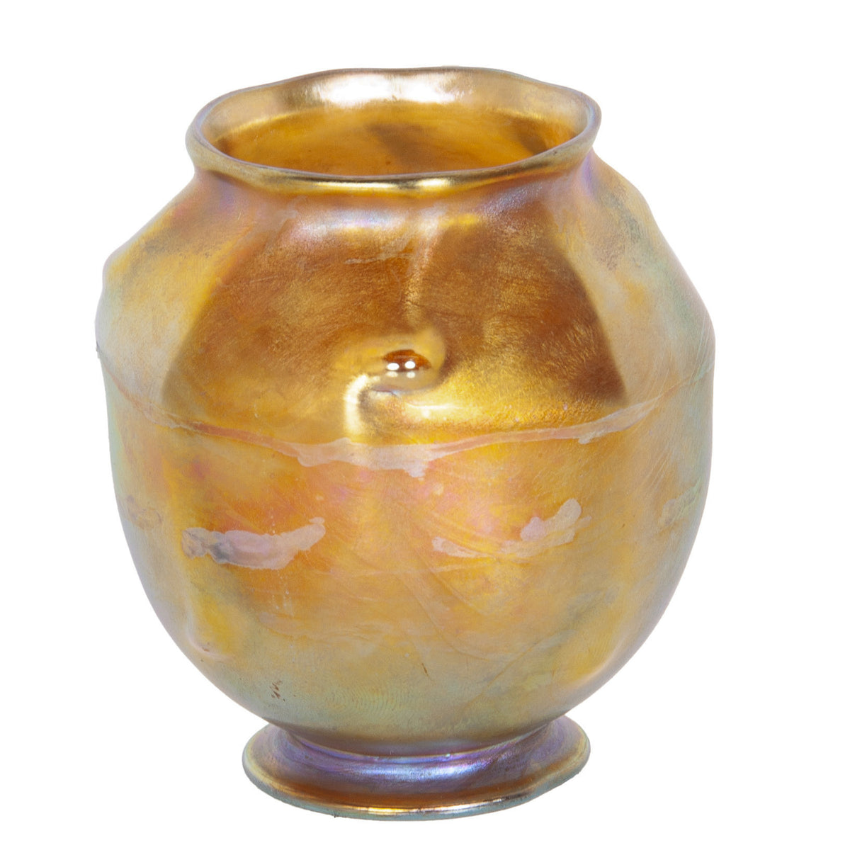 Antique Tiffany Art Nouveau Iridescent Gold Favrille Miniatue Art Glass Vase NY, Circa 1905