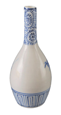 Antique Japanese Meiji Period Blue & White Bottle Shaped Vase, Circa 1890