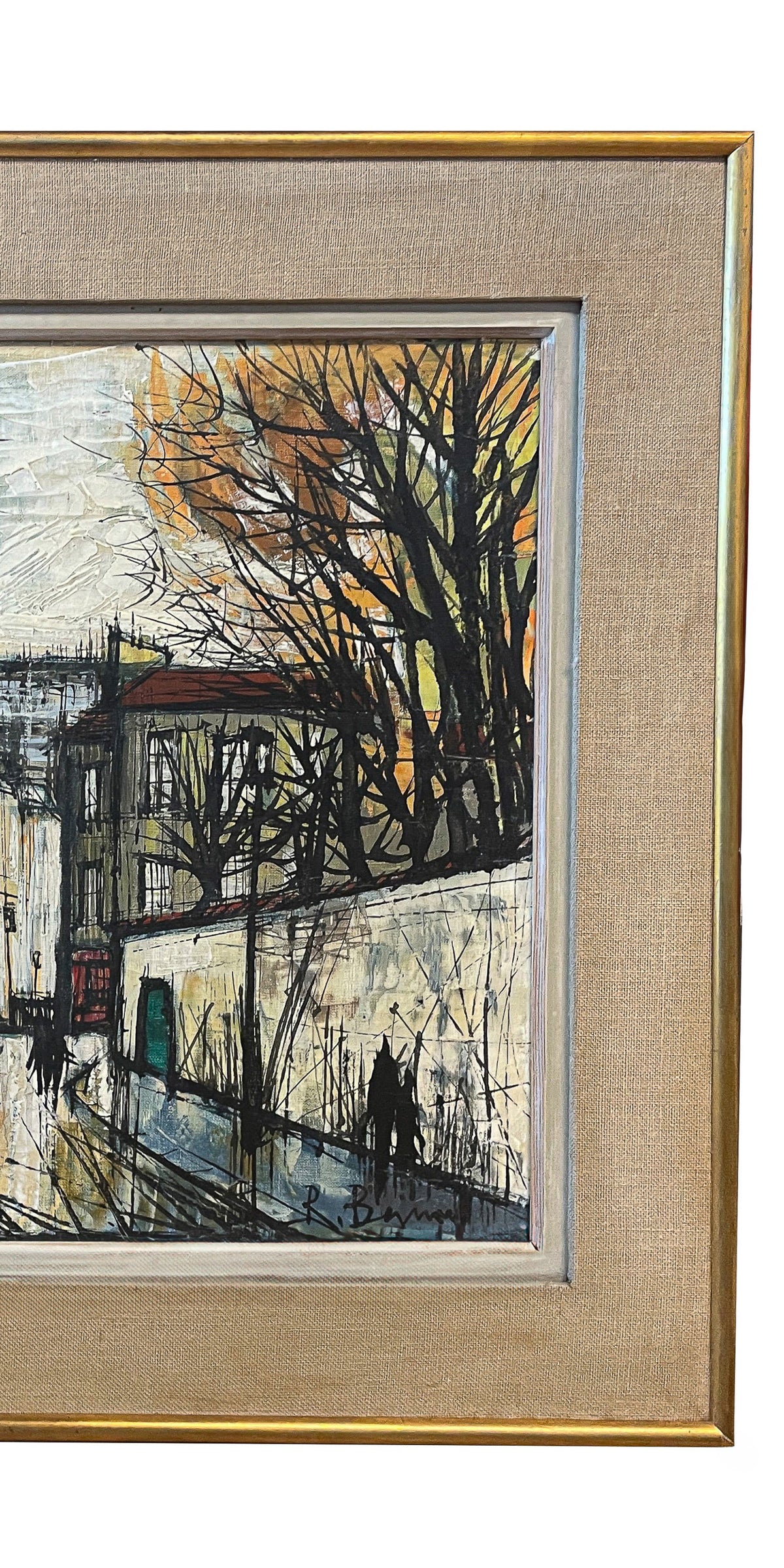 Mid Century French Expressionist Oil on Canvas Paris Street Scene by Renée Bernard, Circa 1960 Signed Titled