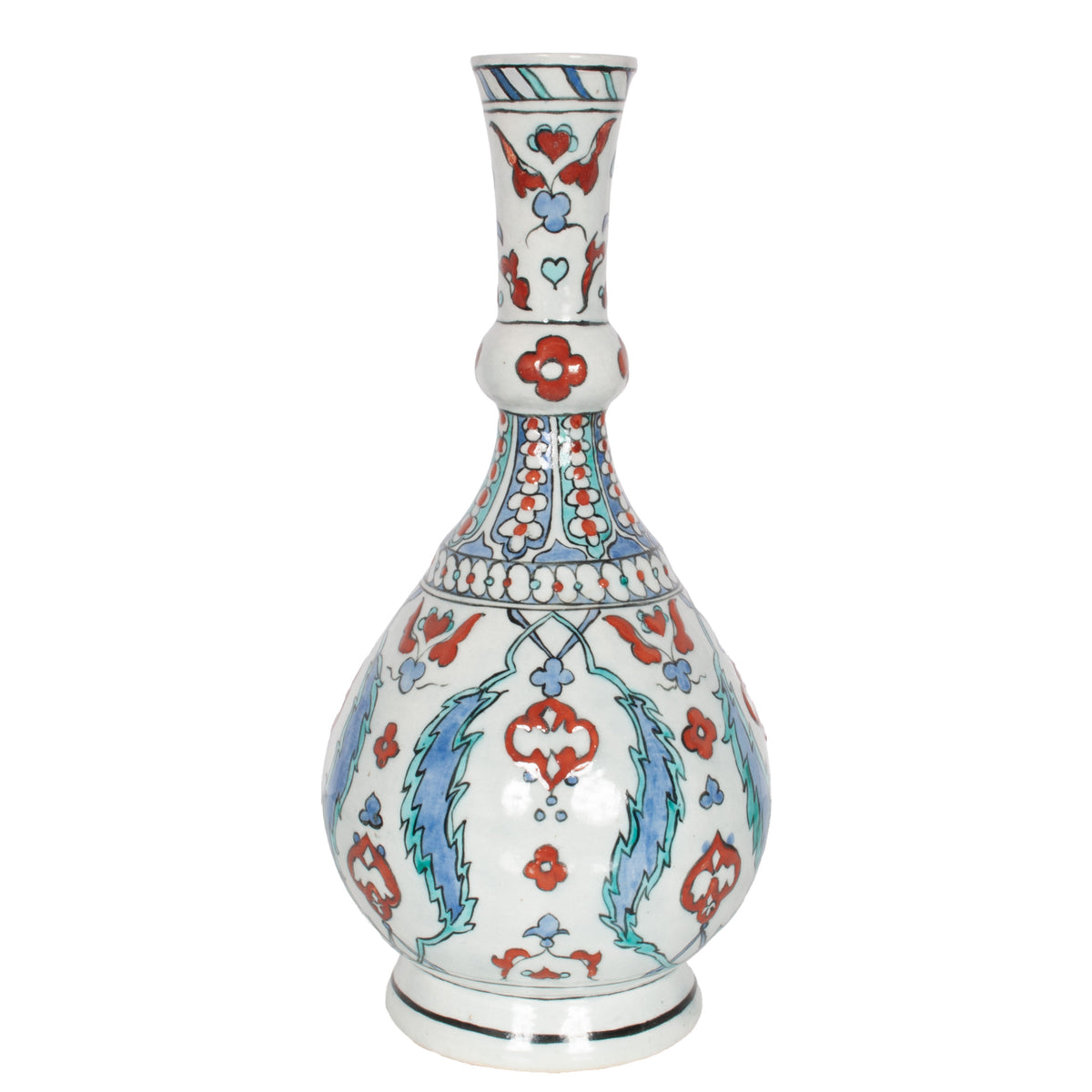 Antique 18th Century Ottoman Islamic Iznik Kutahya Pottery Bottle Vase Surahi