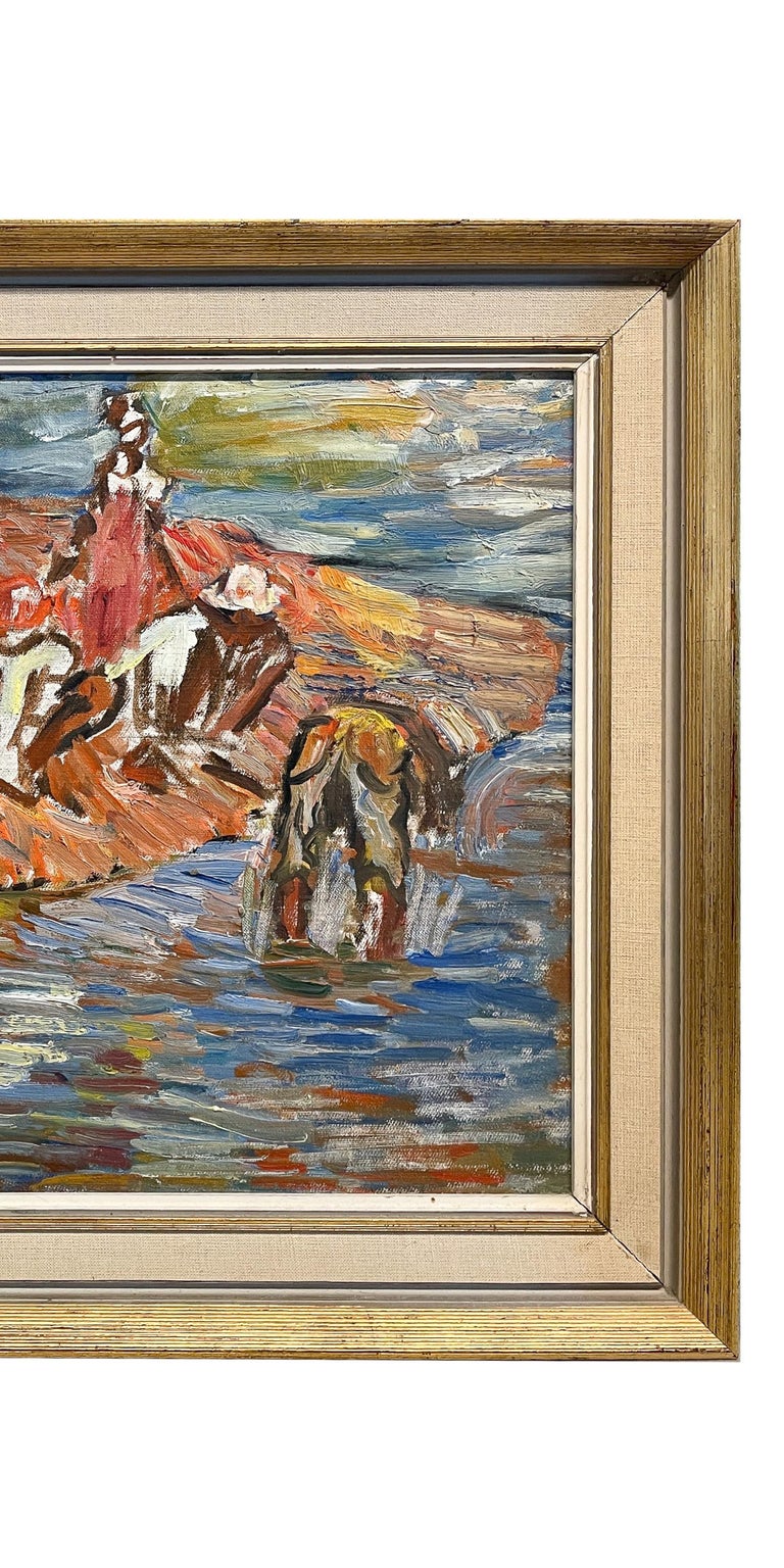 WPA Impressionist Figurative Landscape Oil Painting Panel "Ocho Rios" Jamaica by Isabella Howland 1940