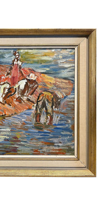 WPA Impressionist Figurative Landscape Oil Painting Panel "Ocho Rios" Jamaica by Isabella Howland 1940