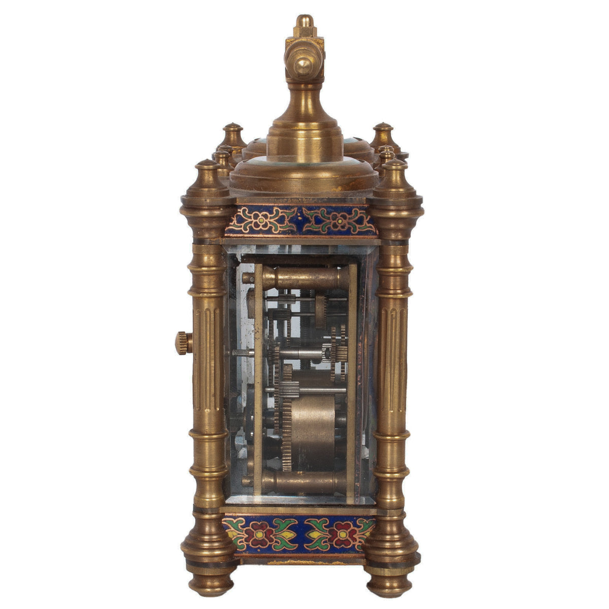 Antique French Brass & Champleve Combination Desk Carriage Clock Barometer 1900